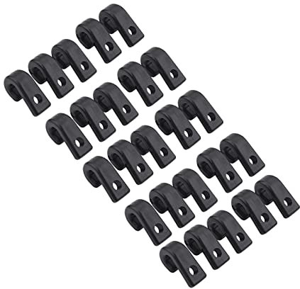 Zubehör 25 Stück J-Haken Schwarz Nylon-Zurrhaken Gabel Bungee-Seil Kanus Boote Zubehör Nylonk J-Haken Schwarz