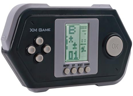 HLF Retro Block Game Console Cool Shape 26 Brick Games Silicone Button Powered by 2*AAA batteries Speed/difficulty Can Be Adjusted Handheld Game Toy Children/Teens/Birthday (Black)