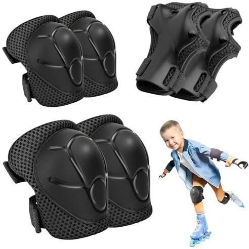 Knee Pads for Kids - 6pcs Kids Knee and Elbow Pads with Wrist Guard, Children’s Sports Protective Gear Set for Skateboard, Roller Skating, Biking, and Outdoor Multi-Sports with Mesh Bag