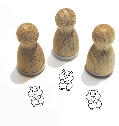 Stemplino® Ministempel - Motiv Tiere - 12mm Durchmesser - Holzstempel Kinder Schule Stempel Bullet Journal Stempel mit Tiermotive Stempel (F022)