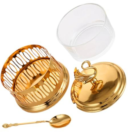 Cabilock tarro de galletas contenedor de café para café molido recipiente con tapa azucareros botes especias titular de azúcar contenedor de sal con tapa y cuchara Aleación de zinc