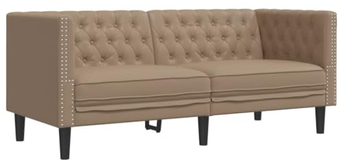vidaXL Chesterfield-Sofa 2-Sitzer Cappuccino Kunstleder