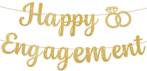 Goldenes Glitzer-Banner, Verlobungsfeier, Party-Dekorationen, Verlobungsparty-Banner, Verlobungsbanner, Verlobungsdekoration, Verlobungsfeier, Gastgeschenke