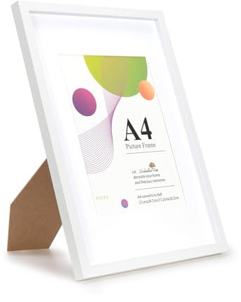 Scholar Tree A4-Rahmen – 1 Packung, weißer Bilderrahmen mit Ständer, Tisch- oder Wandaufhängung, 53,3 x 29,7 cm, A4-Bilderrahmen mit A4-Bilderrahmen