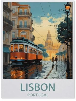 1000 Pieces Landscape Puzzles DIY，Lisbon, Portugal, Tram，Jigsaw Creativity Toys for Kids Adults（38x26cm）-BF11
