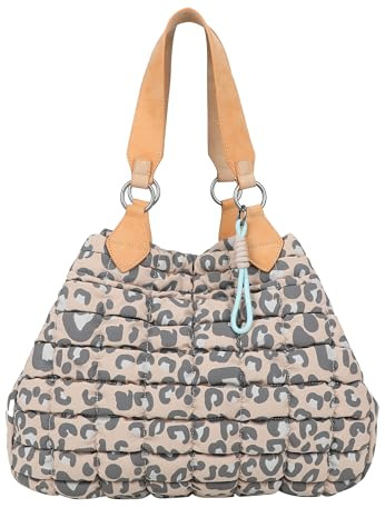 Fritzi Izzy Medium Limited Leo Bubble Shopper Nylon Damen Handtasche Alltag Reisen Schultertragbar mit Druckknopf 29 x 42 x 15 cm – Schwarz, Blau, Anthrazit