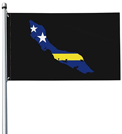 Garten Flaggen Curacao Geländekarte Gartens Banner Weatherproof Feiertage Flags Durable Personalisierte Gartenflagge Für Outdoor Extérieur Party 90X152CM