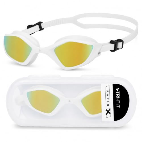 TRI-FIT prisbelönta simglasögon | Avancerade anti-dimningsbehandlade glas | 100% UVA/UVB-skydd | Skräddarsydda 3D TPE-tätningar | TPE-näsfäste | 180-graders synfält | Designad för