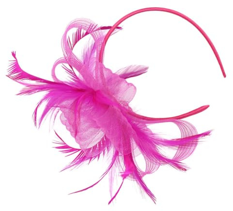 Sewroro Fascinator Hat for Women Tea Party Headband Flower Mesh Ribbon Headwear Hair Clip for Wedding Party