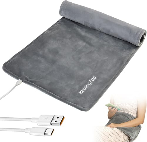 Hojalis Tragebar USB Heizkissen 5v, Waschbar Winter Wärmekissen, 30 X 60cm USB Heizdecke, Elektrisches Heizkissen aus Kristall-Samt, Elektrisches Wärmekissen für Rücken Nacken Schulter Bauch