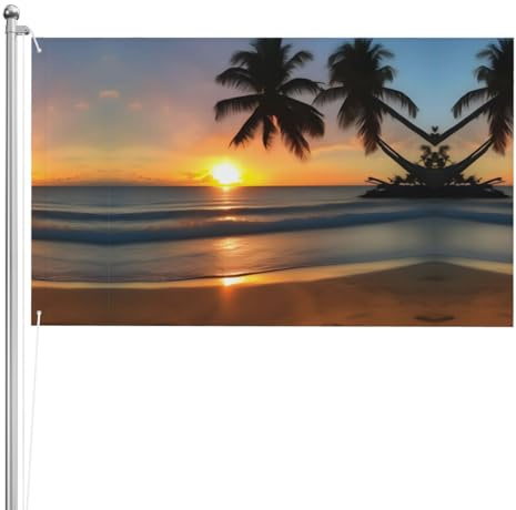 Sunset Beach doppelseitige Flagge, 90 x 152 cm, schwere, dreilagige doppelseitige Outdoor-Flagge, 90 x 152 cm, Polyester-Gartenbanner