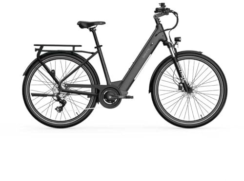 Qreate City Pro 36V 250W Elektrofahrrad mit 15Ah Akku, 27,5 Zoll City E-Bike, Tiefeinsteiger, 7-Gang-Schaltung, hydraulische Scheibenbremsen, leichter Rahmen & TFT-Display, (CITY PRO，Jetty Black）