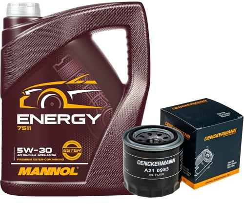 EISENFELS Inspektionspaket enthält 5 Liter Motoröl Energy 5W-30 Ölfilter kompatibel mit i30 GD 1.4 1.6 GDi Santa Fé III DM 2.4 i40 CW VF 2.0 Tucson TLE Veloster FS IX20 JC IX35 LM EL ELH UB JD