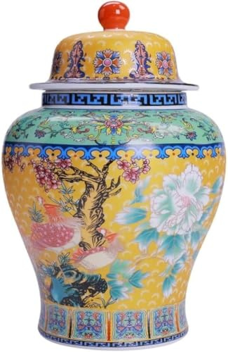 haohang Exquisite Ingwerdose aus Keramik mit Deckel, traditionelle chinesische Tempelvase aus Porzellan – Dekorative Vase & multifunktionale Vorratsdose für Tee