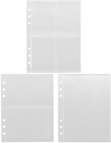 POPETPOP 3 Stück Transparente Fotoseiten A5 mit 6 Löchern 10-seitig Einseitig EIN Vierfach Unterteilt Pp Material Nachfüllung für Sammelkartenalben und Fotoalben Vielseitig für Postkarten