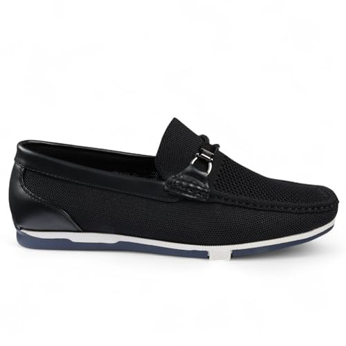 Infinity Leather Dolcetto Herren-Slipper, schwarz, leicht, atmungsaktiv, aus Mesh