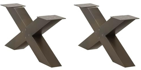 Mhdvray Lot de 2 pieds de table basse en forme de X 70 x (30-31) cm - En acier revêtu par pulvérisation - Pieds de nivellement réglables - Pieds en métal modernes pour salon, couloir, chambre à
