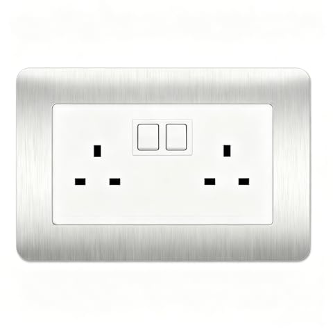 BRIOTA 1PCS Double Light Switch Cover Plates,Chrome Light Switch Surround Wall Plate for Home Interior Wall Decor 14.6cm x 8.6cm