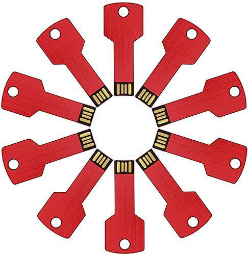 A Plus+ 10 Stück Rot 8GB USB-Stick Metallschlüssel Geformt Speicherstick USB Business-Geschenk