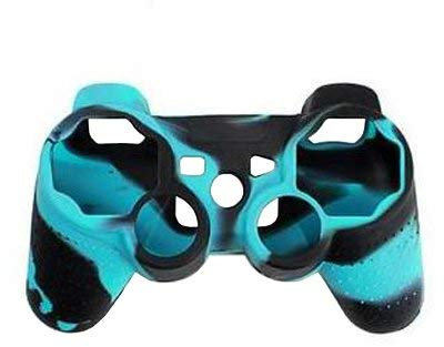 OSTENT Funda de Piel de Silicona Camuflaje Cubierta Compatible para Sony PS2 / 3 inalámbrico/Controlador con Cable - Color Azul Hielo