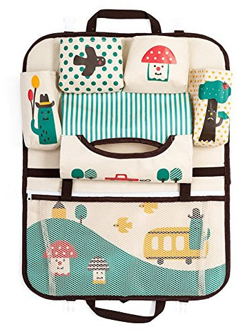 DoMyfit Organizador de Asiento de Coche para bebé, Accesorios de Remolque, Asiento de Niños, Bolsa de Almacenamiento para Colgar (Mushroom)