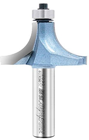 TIDEWAY 1/2 Shank Carbide Roundover Router Bit with Bearing, 11/16 Cutting Diameter for Woodworking(1/2x1-3/8)
