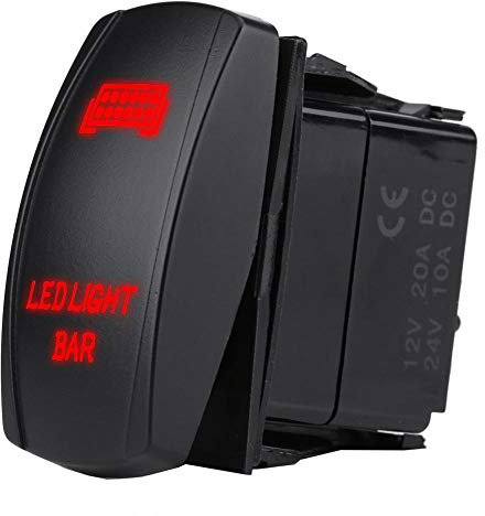 KIMISS 12V 24V Impermeable 5 Pin Barra de luces LED Interruptor basculante de palanca SPST ON-OFF para camión de carro de automóvil(roja)
