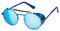 Ultra Blau mit Blauen Linsen Steampunk Tiefblende Sonnenbrille Retro Damen Herren Rundbrille Metall Gothik Kreis Cyber Cosplay Brille UV400 Unisex