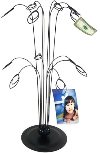 HOHIYA Photo Tree Holders Gift Card Money Picture Display Stand Clip Lottery Ticket Christmas Wedding Birthday Party Gift Black 14 Inch Taiwan Made