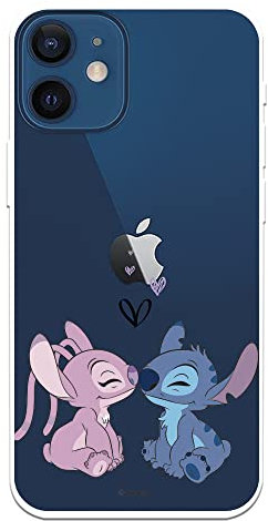 Schutzhülle für iPhone 12 Mini, offizielles Lilo & Stitch, Engel & Stitch, zum Schutz Ihres Handys, flexibles Silikon, offizielles Disney-Lizenzprodukt