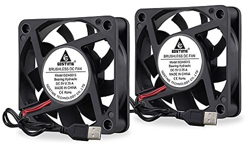 GDSTIME 60mm USB Fan 60 x 15mm Computer Fan 3500 RPM DC Brushless Cooling 60mm Case Cooler (pack of 2) For Cooling Ventilation