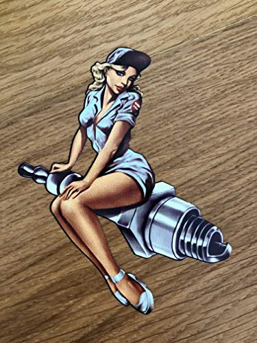 Stickerverticker PIN UP Spark Plug Aufkleber Sticker Speedshop Girls V8 OEM Ladys Oldschool Pu048