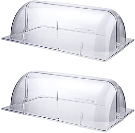 Chafing Dish Cover 2Er Pack, Volle Größe Roll-Laden Klar Plastik Chafer Bäckereipfanne Displayabdeckung Gebäck Kuchen Snack Dessert Vitrine Staubdichter Deckel