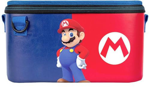PDP Gaming Offiziell Lizenziert Switch Pull-N-Go Travel Case - Mario - Semi-Hardshell PRotection - PRotective PU Leather - Holds 14 Games and Controller - Works mit Switch OLED and Lite
