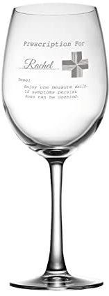 Personalised Engraved Glass Prescription Novelty Drinkware - Wine Glass
