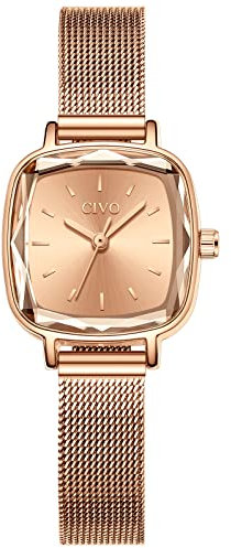 CIVO Damenuhr Uhr Roségold Einfach Wasserdicht Armbanduhr Lässige Analoge Edelstahl Mesh Uhren für Frauen Damen
