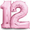 envami® Geburtstagsdeko Mädchen 12 Jahre XXL - 12 Geburtstag Deko Rosa 101CM - Deko 12 - Luftballon 12. - Geburtstag Zahlen - Folienballon 12 Helium