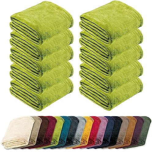 REDBEST Microfaserdecke Amarillo 10er-Pack, Fleece-Wohndecke, Sofadecke grün Größe 150x200 cm - kuscheliger Teddyfleece, pflegeleicht, waschbar