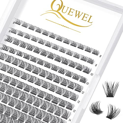 QUEWEL Wimpern Einzeln Einzelne Wimpern Cluster Lashes Natürlich C Curl MIX8-16 144Stck Wimpern Segmente Breit Fundament Individuelle Wimpern für Augen Make-up DIY Wimpernverlängerung(Natürlich-C-MIX)