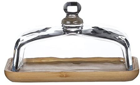 UPKOCH Butter Dish with Glass Lid- 18X12X10CM Clear Butter Tray for Refrigerator& Counter for Butter, Block of Cream Cheese& Serving Dish (Tray)