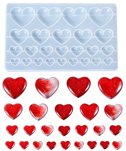 Nifocc 25 stampi a forma di cuore cavità in silicone amore cuore resina epossidica stampi per gioielli fai da te 4 misure