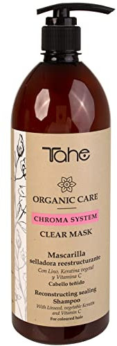 Tahe Organic Care Mascarilla capilar selladora reestructurante Clear Chroma System con Lino, Queratina Vegetal y Vitamina C (1000 ml (Paquete de 1))