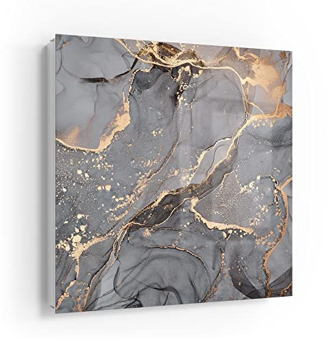 DEQORI Schlüsselkasten weiß | 30x30 cm | Motiv Elegantes Marmormuster | Glas & Metall Schlüssel-Box | Schlüsselschrank mit 50 Haken + 2 Magnete | Moderne Design Box magnetisch & beschreibbar