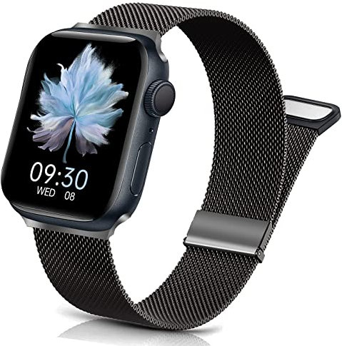 surundo Kompatibel mit Metall Apple Watch Armband 42mm 44mm 45mm 49mm 38mm 40mm 41mm, Glattes Edelstahl Metall Magnetische Verstellbare Armbänder für iWatch Serie 10 9 8 Ultra 7 6 SE 5 4, Schwarz