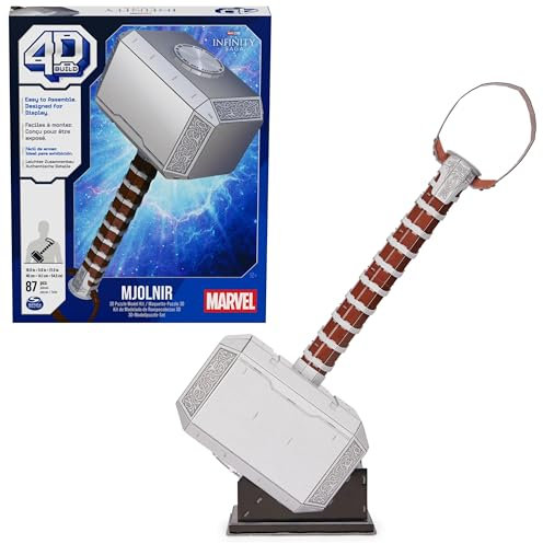 4D Build - MARTILLO DE THOR MJOLNIR - Puzzle Marvel 3D - Juguetes Marvel - Rompecabezas 3D Juego Construcción - Puzzles para Adultos y Niños - 6069816 - Juguetes Niños 12 Años +.
