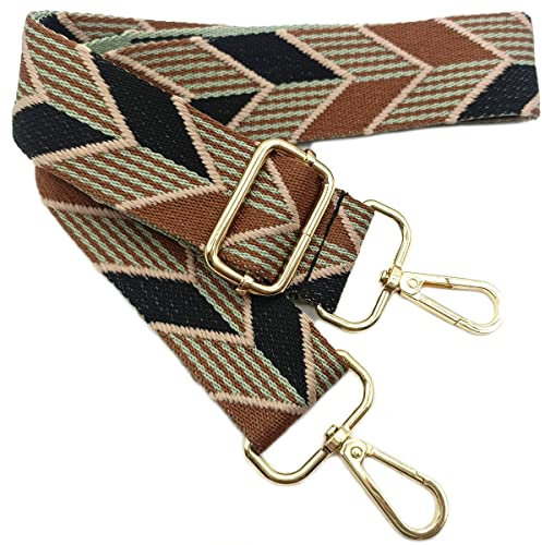 Verstellbarer Schultergurt für Taschen Schwarz-Braun, Taschengurte zum Wechseln, Taschengurt Breit mit Karabiner Gold, 80-130 cm Tragegurt Tasche für Damen Schulterriemen, Handtasche, 3.8cm, 203