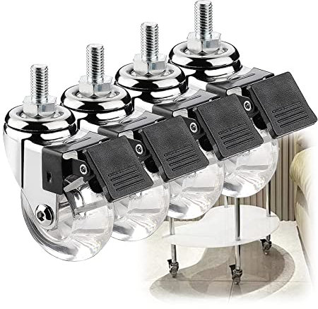 HCZION 50 mm (2 Zoll) Möbelrollen, Lenkrollen mit Gewindestange, geräuschlose Gummirollen mit Bremse, Schrauben M8 | M10 |