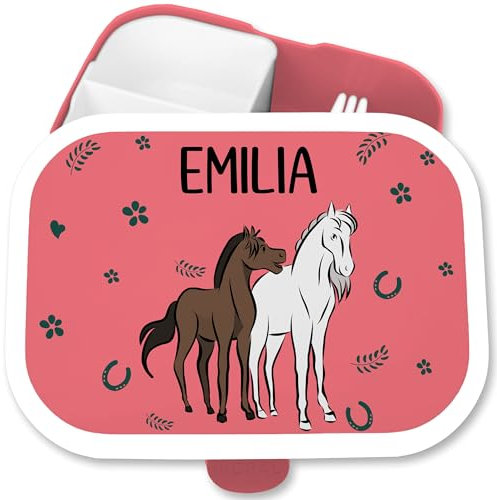 Brotdose Kinder Campus für Mepal - Pferd Pferde Reiten Mädchen - 750 ml - Rosa - schule personalisierte brotdosen pferdemädchen name schulkinder geschenke fächern und horse vesperbox jausenbox