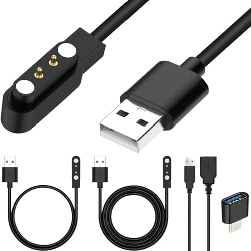 Xiatiaosann Ladekabel für AGPTEK LW11/für Ticwatch GTX/für YAMAY SW022/für Xiaomi Haylou Solar LS05, USB Magnetisches Ladegerät Kabel, Smartwatch Zubehör, 100cm, 2 Stück