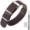 ANNEFIT Leder Uhrenarmband 18mm, Echtes Kalbsleder Einteiliges Militär Uhrenarmbänder für Herren und Damen mit Gebürstete Silberschnalle (Dunkelbraun)